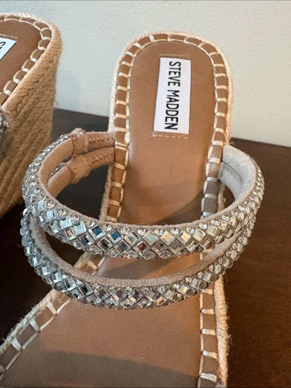 Steve Madden Silver Braided Multi-Strap Slide Platforms